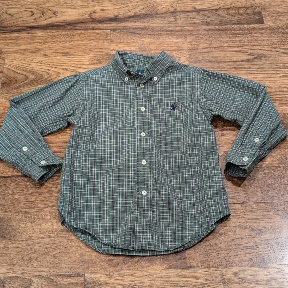 Boys Ralph Lauren dark green button down size 4T